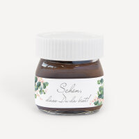 Gastgeschenk Mini Nutella Glas "Eukalyptus Ranken" Schön, dass Du da bist!