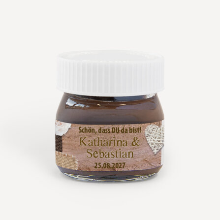 Gastgeschenk Mini Nutella Glas mit Aufkleber "Shabby...