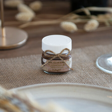 Gastgeschenk Mini Nutella Glas mit Aufkleber "Shabby...