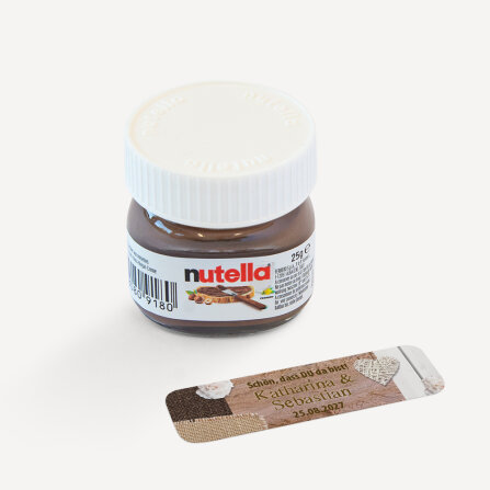 Gastgeschenk Mini Nutella Glas mit Aufkleber "Shabby Chic" online selbst gestalten