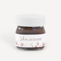 Gastgeschenk Mini Nutella Glas mit Aufkleber "Wild Flowers" Schön, dass du da bist!