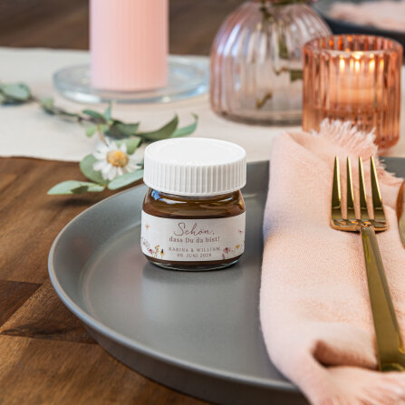 Gastgeschenk Mini Nutella Glas "Wildromantische...