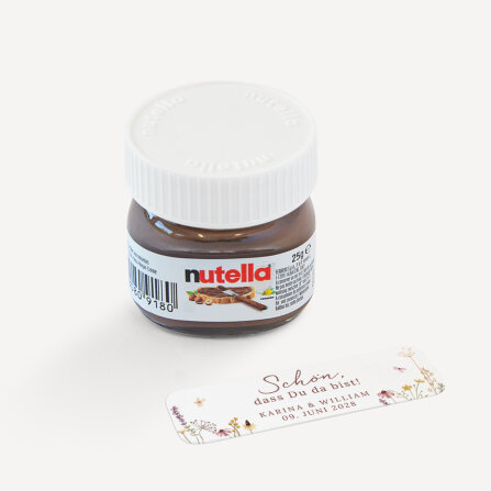 Gastgeschenk Mini Nutella Glas "Wildromantische Blüten"