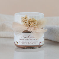Gastgeschenk Mini Nutella Glas "Wildromantische Blüten"