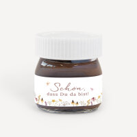 Gastgeschenk Mini Nutella Glas "Wildromantische Blüten"