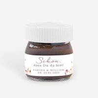 Gastgeschenk Mini Nutella Glas "Wildromantische Blüten"