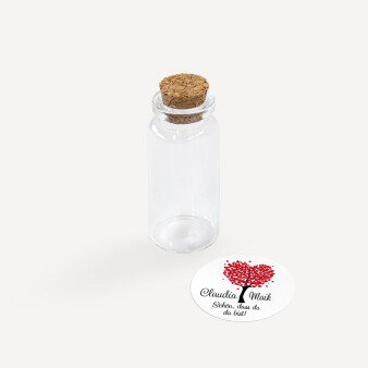 Gastgeschenk Mini Glasröhrchen mit Aufkleber "Herzbaum"