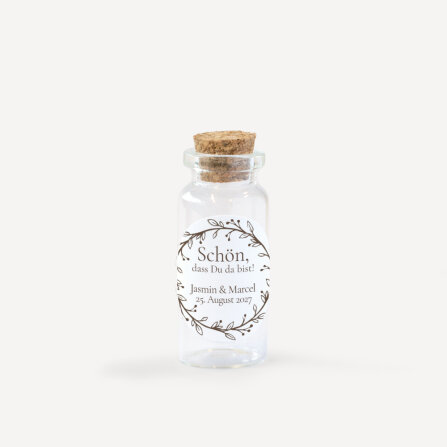 Gastgeschenk Mini Glasröhrchen mit Aufkleber "Vintage Dreams" online selbst gestalten