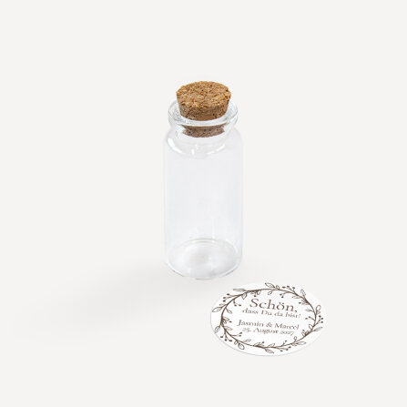 Gastgeschenk Mini Glasröhrchen mit Aufkleber "Vintage Dreams" online selbst gestalten