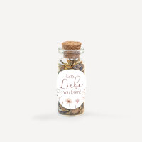 Gastgeschenk Mini Glasröhrchen mit Aufkleber "Wild Flowers" Lass Liebe wachsen