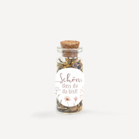 Gastgeschenk Mini Glasröhrchen mit Aufkleber "Wild Flowers" Schön, dass du da bist!
