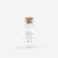 Gastgeschenk Mini Glasröhrchen mit Aufkleber "Wild Flowers" Schön, dass du da bist!