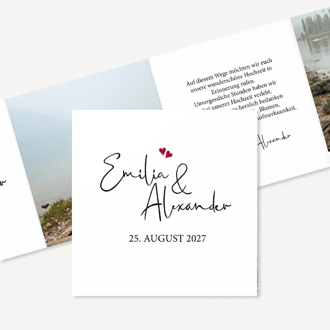 Dankeskarte Hochzeit "Kalligrafie"