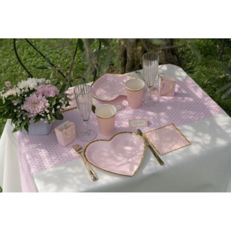 Tischläufer rosa mit goldenen Punkten 26 cm x 3 m