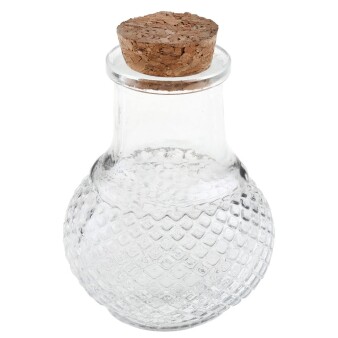 Gastgeschenk Glasfläschchen facettiert in Tropfenform mit Korken