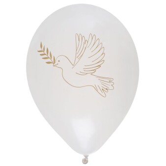 Luftballons Hochzeit Taube weiß gold 8 Stück