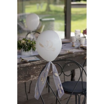 Luftballons Hochzeit Taube weiß gold 8 Stück