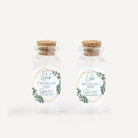 Gastgeschenk Mini Glasröhrchen mit Aufkleber Salz & Pfeffer "Eukalyptus Geometrie" 2er Set unpersonalisiert