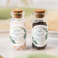 Gastgeschenk Mini Glasröhrchen mit Aufkleber Salz & Pfeffer "Eukalyptus Geometrie" 2er Set online selbst gestalten