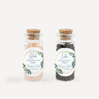 Gastgeschenk Mini Glasröhrchen mit Aufkleber Salz & Pfeffer "Eukalyptus Geometrie" 2er Set online selbst gestalten