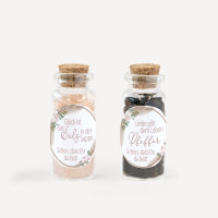 Gastgeschenk Mini Glasröhrchen mit Aufkleber Salz & Pfeffer "Boho Pampas" 2er Set unpersonalisiert