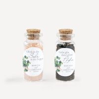 Gastgeschenk Mini Glasröhrchen mit Aufkleber Salz & Pfeffer "Eukalyptus Ranken" 2er Set online selbst gestalten