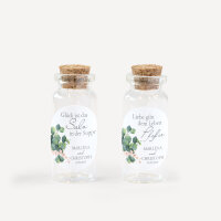 Gastgeschenk Mini Glasröhrchen mit Aufkleber Salz & Pfeffer "Eukalyptus Ranken" 2er Set online selbst gestalten