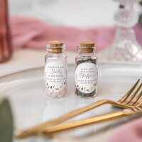 Gastgeschenk Mini Glasröhrchen mit Aufkleber Salz & Pfeffer "Wildromantische Blüten" 2er Set