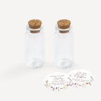 Gastgeschenk Mini Glasröhrchen mit Aufkleber Salz & Pfeffer "Wildromantische Blüten" 2er Set