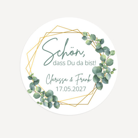 40 x Aufkleber Hochzeit "Eukalyptus Geometrie"...