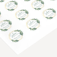 40 x Aufkleber Hochzeit "Eukalyptus Geometrie" 3 cm online selbst gestalten