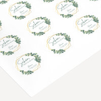 40 x Aufkleber Hochzeit "Eukalyptus Geometrie" 3 cm online selbst gestalten