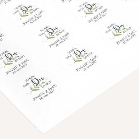 Aufkleber Hochzeit "Green Magic" 3 cm online selbst gestalten