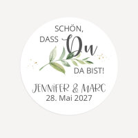 Aufkleber Hochzeit "Green Magic" 3 cm online selbst gestalten