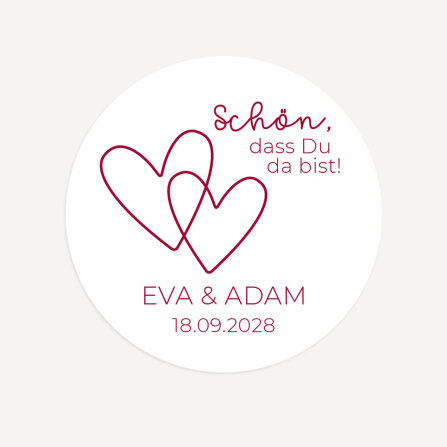 24 x Aufkleber Hochzeit "Zwei Herzen" 4 cm...