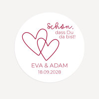 24 x Aufkleber Hochzeit "Zwei Herzen" 4 cm online selbst gestalten
