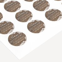 24 x Aufkleber Hochzeit "Holz und Spitze" 4 cm online selbst gestalten