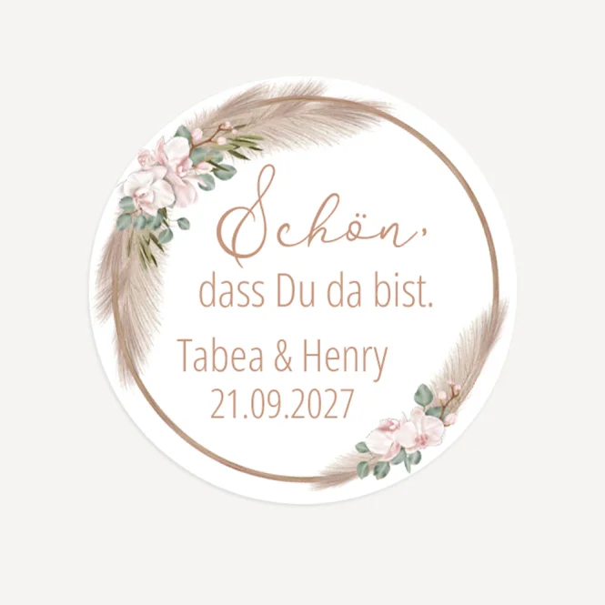 Aufkleber Hochzeit "Boho Pampas"