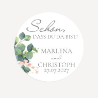 40 x Aufkleber Hochzeit "Eukalyptus Ranken" 3 cm online selbst gestalten