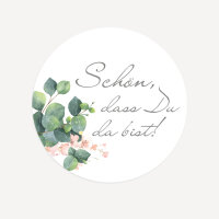 40 x Aufkleber Hochzeit "Eukalyptus Ranken" 3 cm Schön, dass Du da bist!