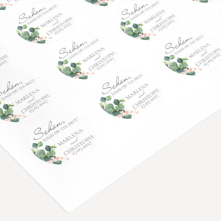 24 x Aufkleber Hochzeit "Eukalyptus Ranken" 4 cm online selbst gestalten