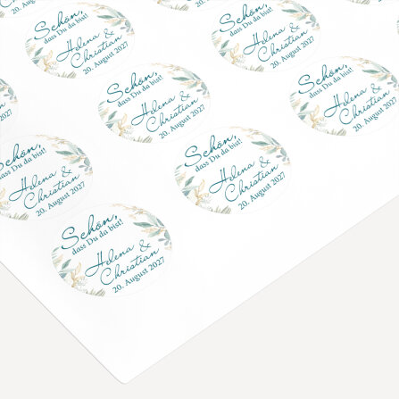 24 x Aufkleber Hochzeit "Botanical Greenery" 4 cm online selbst gestalten