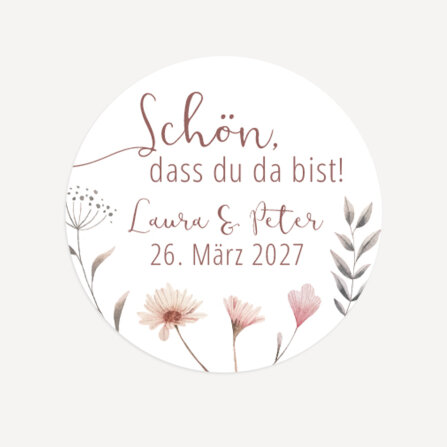 24 x Aufkleber Hochzeit "Wild Flowers" 4 cm...