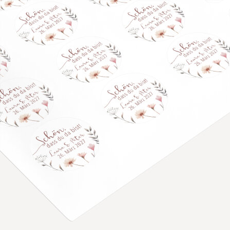 24 x Aufkleber Hochzeit "Wild Flowers" 4 cm online selbst gestalten