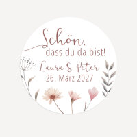 24 x Aufkleber Hochzeit "Wild Flowers" 4 cm online selbst gestalten