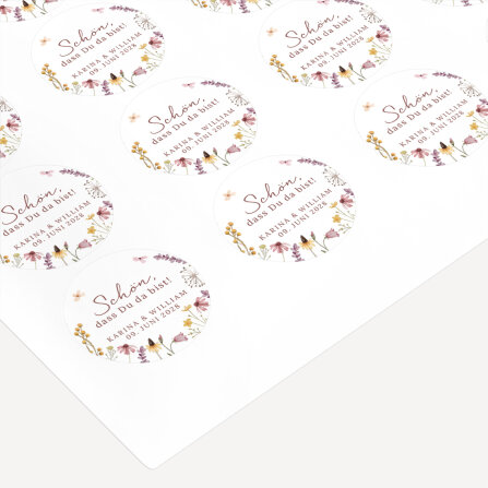 Aufkleber Hochzeit "Wildromantische Blüten"