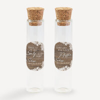 Gastgeschenk Glasröhrchen mit Aufkleber Salz & Pfeffer "Holz und Spitze" 2er Set unpersonalisiert