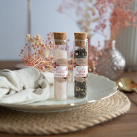 Gastgeschenk Glasröhrchen mit Aufkleber Salz & Pfeffer "Vintage rote Blumen" 2er Set online selbst gestalten