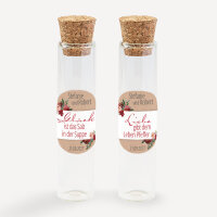 Gastgeschenk Glasröhrchen mit Aufkleber Salz & Pfeffer "Vintage rote Blumen" 2er Set online selbst gestalten