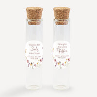 Gastgeschenk Glasröhrchen mit Aufkleber Salz & Pfeffer "Wildromantische Blüten" 2er Set